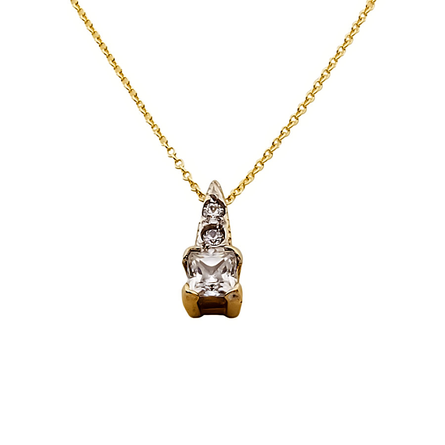 9ct gold Cubic Zirconia Pendant with chain